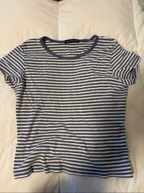 Brandy Melville Blue & White Striped Short Sleeve Tee